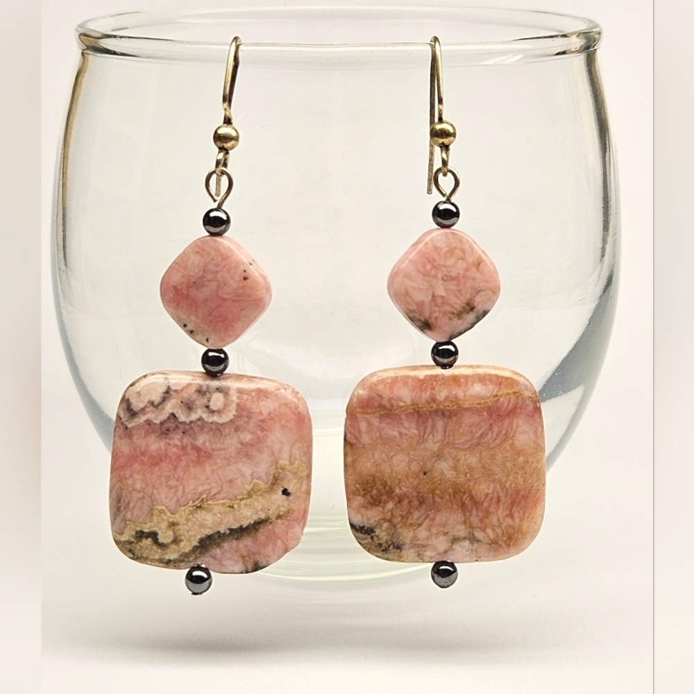 Pink Rhodonite Earrings - Picture 2 of 6